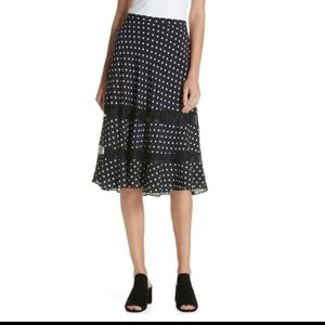 Lewit silk skirt, polka dots, black, size 4